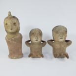 3 painted terracotta figures