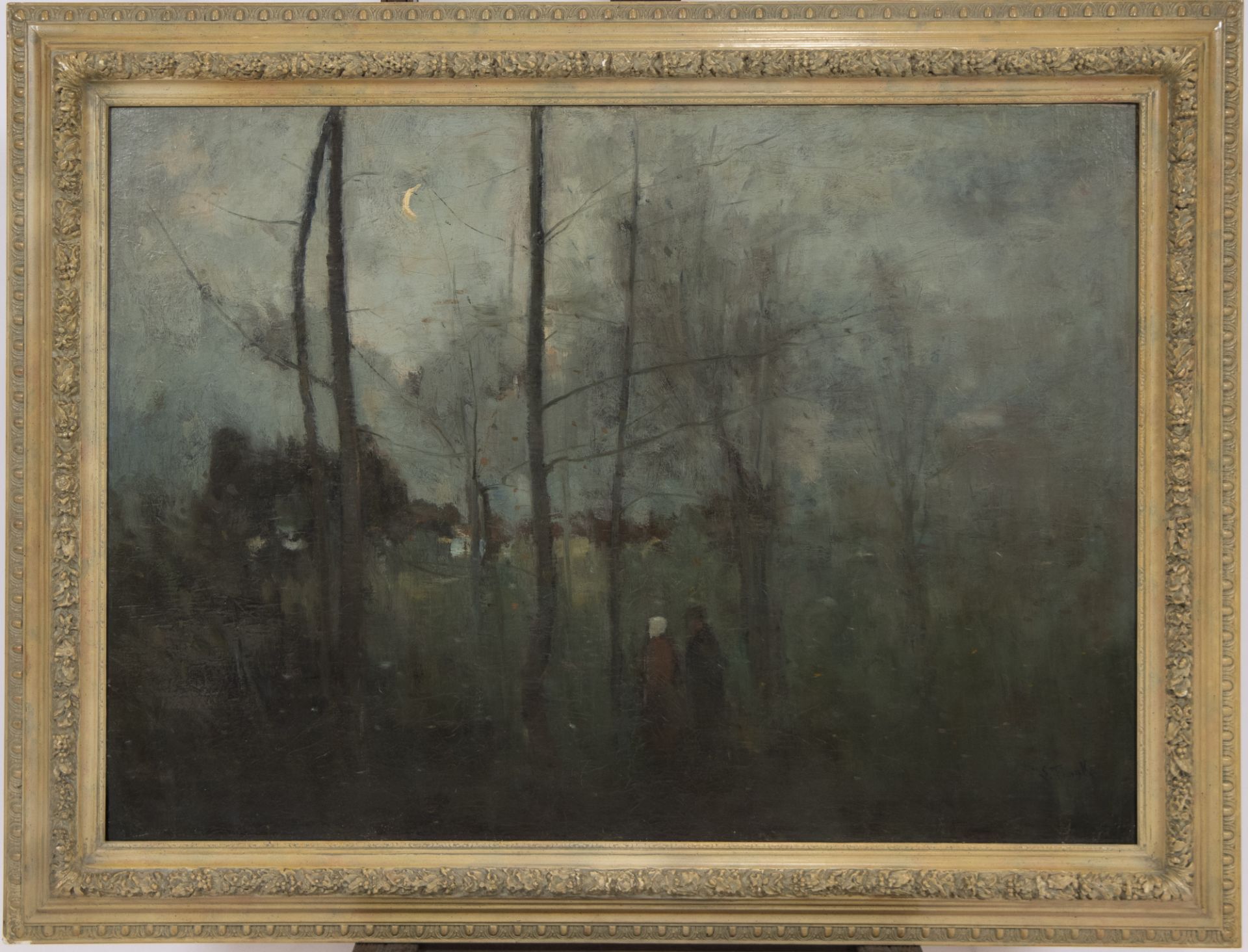 Lucien FRANK (1857-1920), oil on canvas Returning home at night, signed - Image 2 of 4