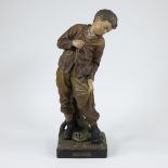 LE GULUCHE Joseph (1849-1915), figure humaine - enfant in painted terracotta, signed
