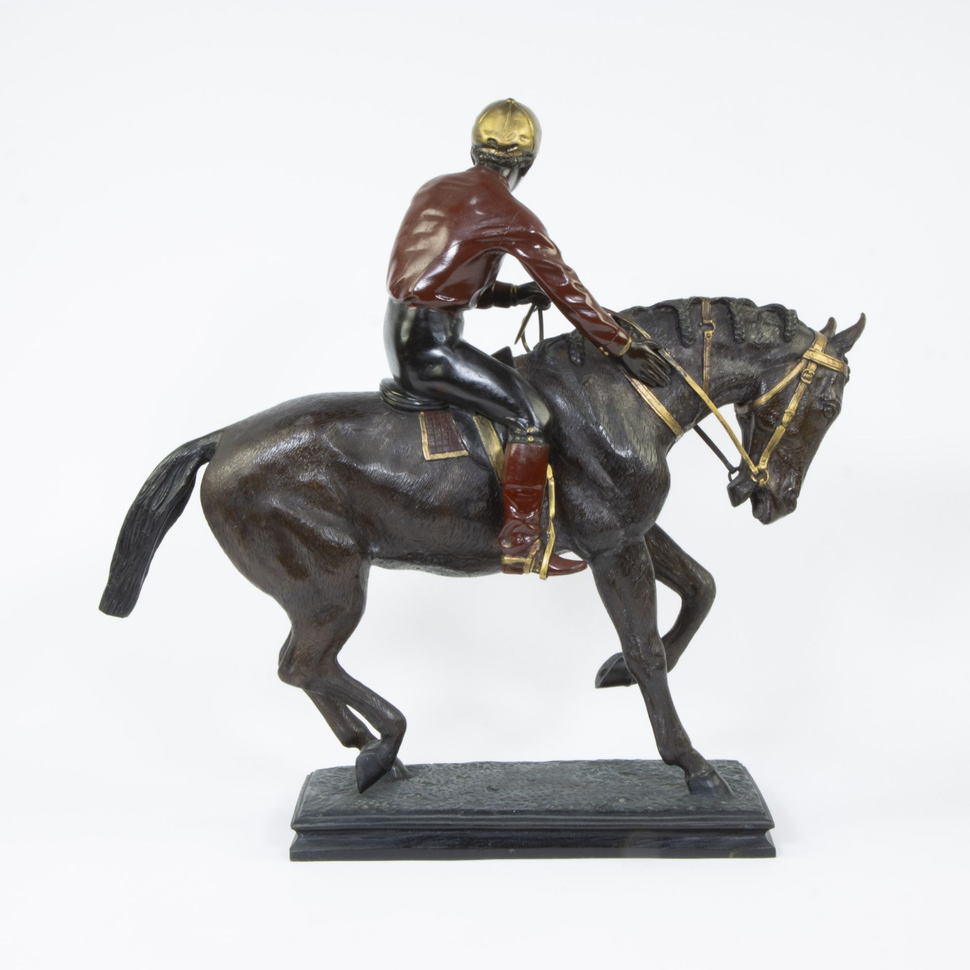 Polychromed bronze horse with Jockey, after Isidore Jules BONHEUR - Bild 4 aus 5