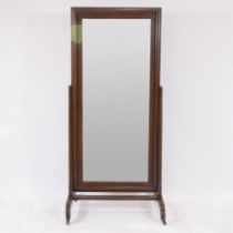 Cheval mirror in cut glass and oak frame, circa 1940-'50