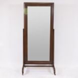 Cheval mirror in cut glass and oak frame, circa 1940-'50