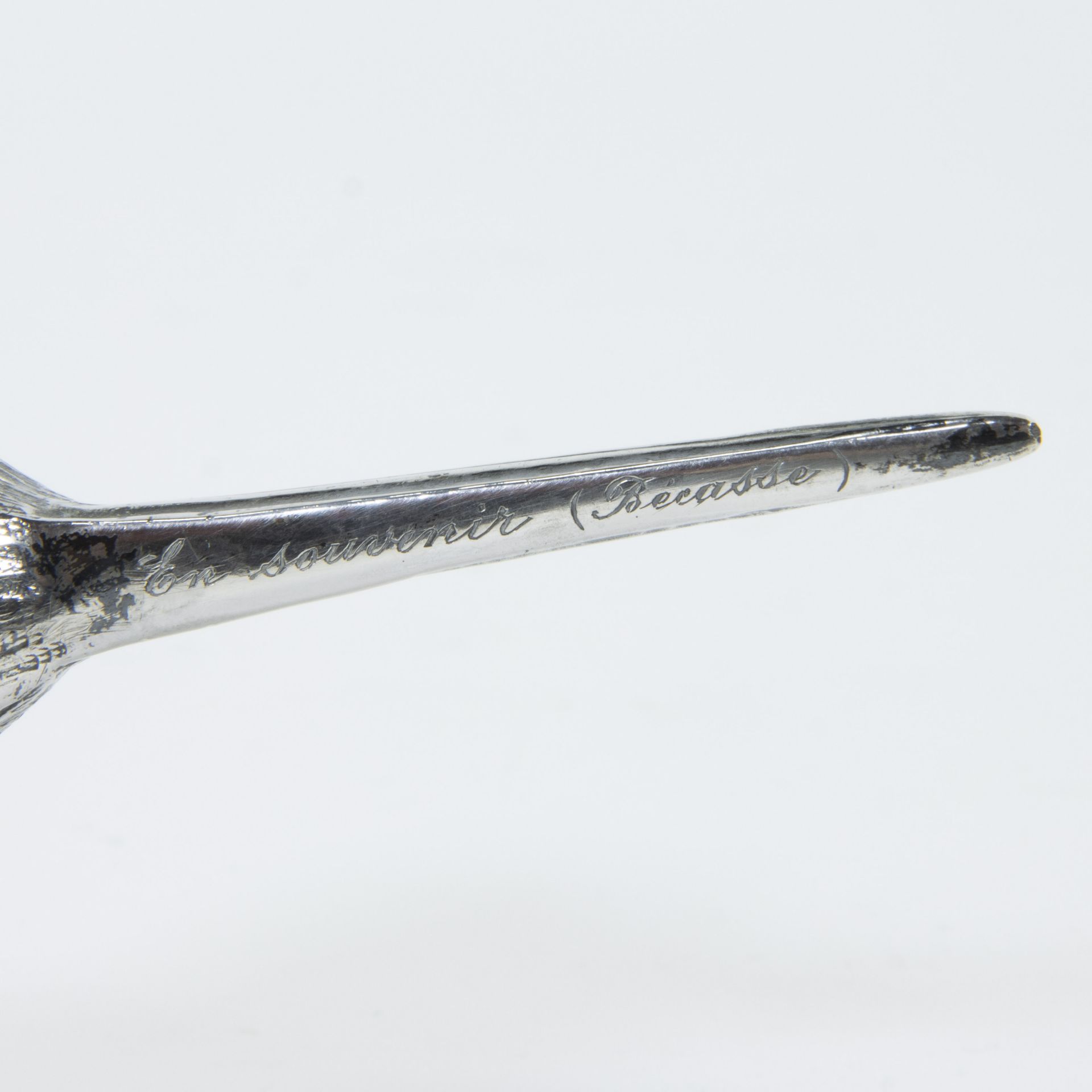 Silver woodcock, the bécasse, hunting trophy with inscription 'En souvenir (Bécasse)', circa 1900, t - Bild 6 aus 6