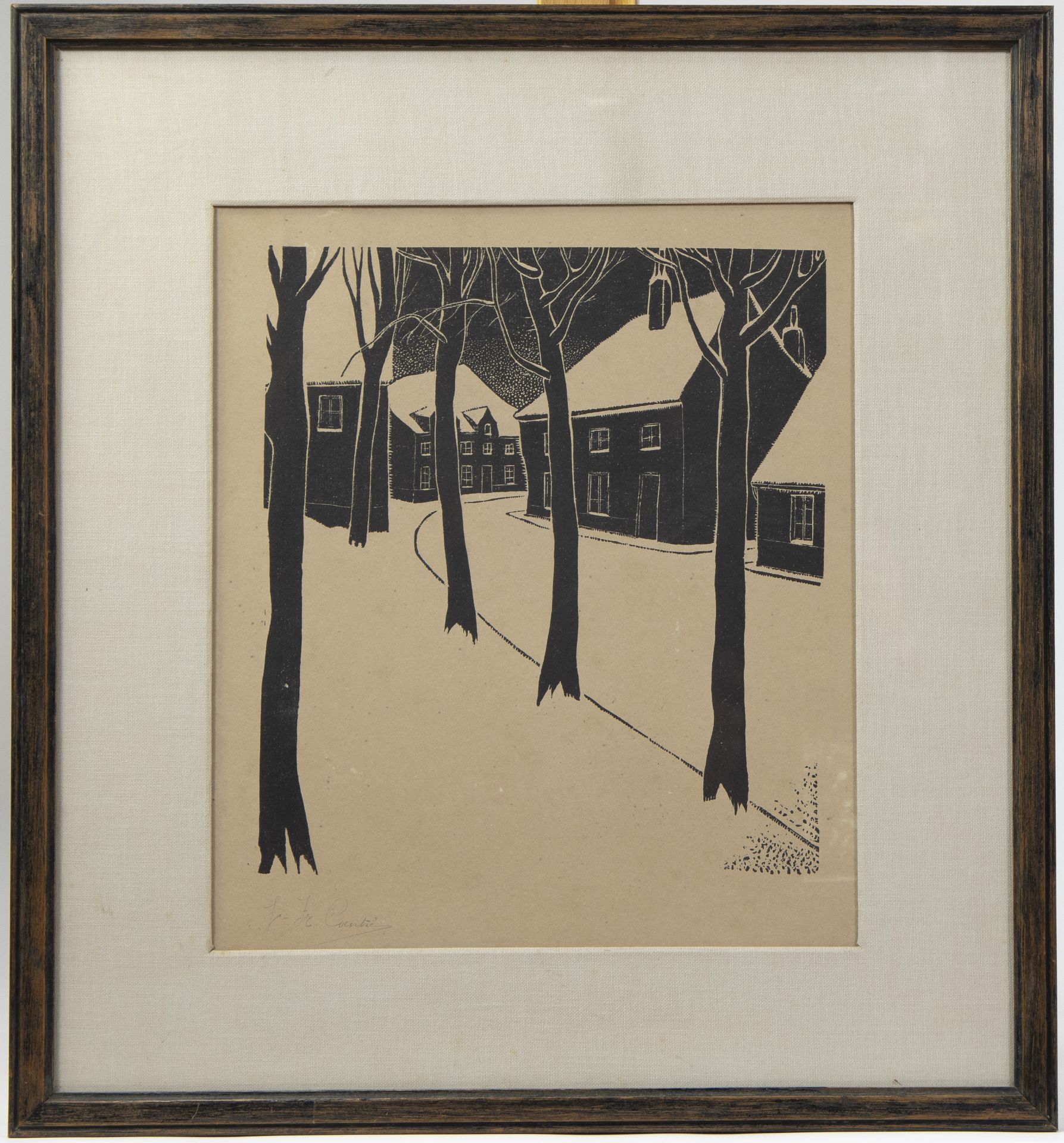 Jan Frans CANTRE (1886-1931), woodcut Winter View, signed, added Maurice LANGASKENS (1884-1946) - Image 3 of 7