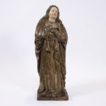 Full-round carved wooden statue in walnut of Our Lady of Sorrows, original polychromy, 2nd half 16th