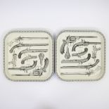 2 'Gun' tray metal tray by Piero Fornasetti