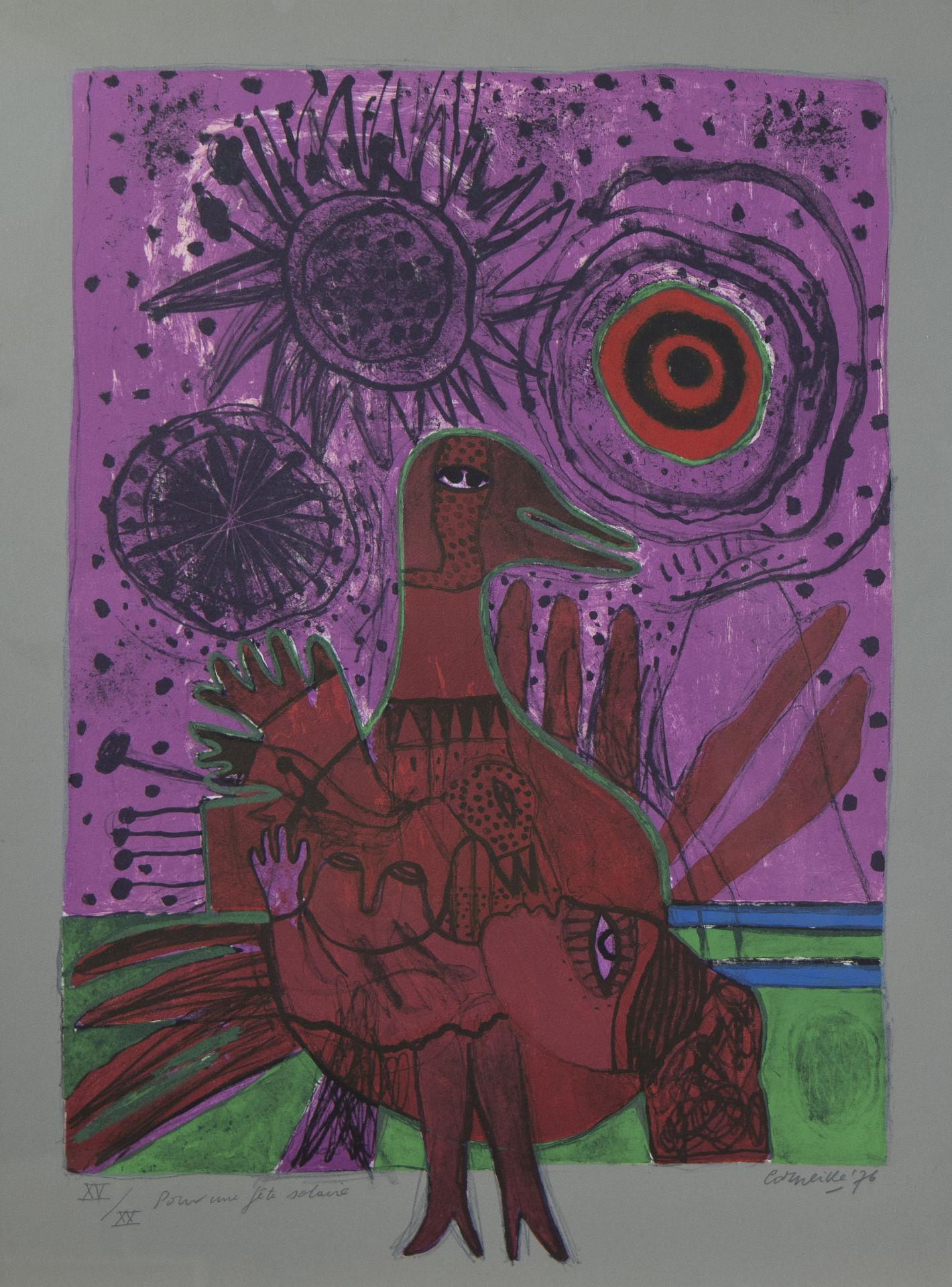 CORNEILLE (1922-2010), lithograph 'Pour une fête solaire', numbered XV:XX and dated 1976