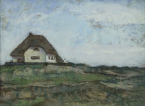 Marie INGELS (1884-1960), pastel on cardboard Villa in the dunes, signed