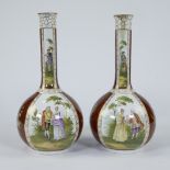 Antique pair Helena Wolfsohn Dresden porcelain vases circa 1850, marked