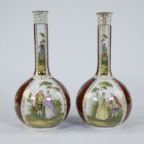 Antique pair Helena Wolfsohn Dresden porcelain vases circa 1850, marked