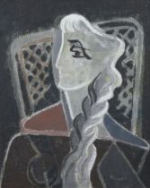 Suzanne THIENPONT (1905-2003), oil on canvas Abstract female portrait 1954, signed