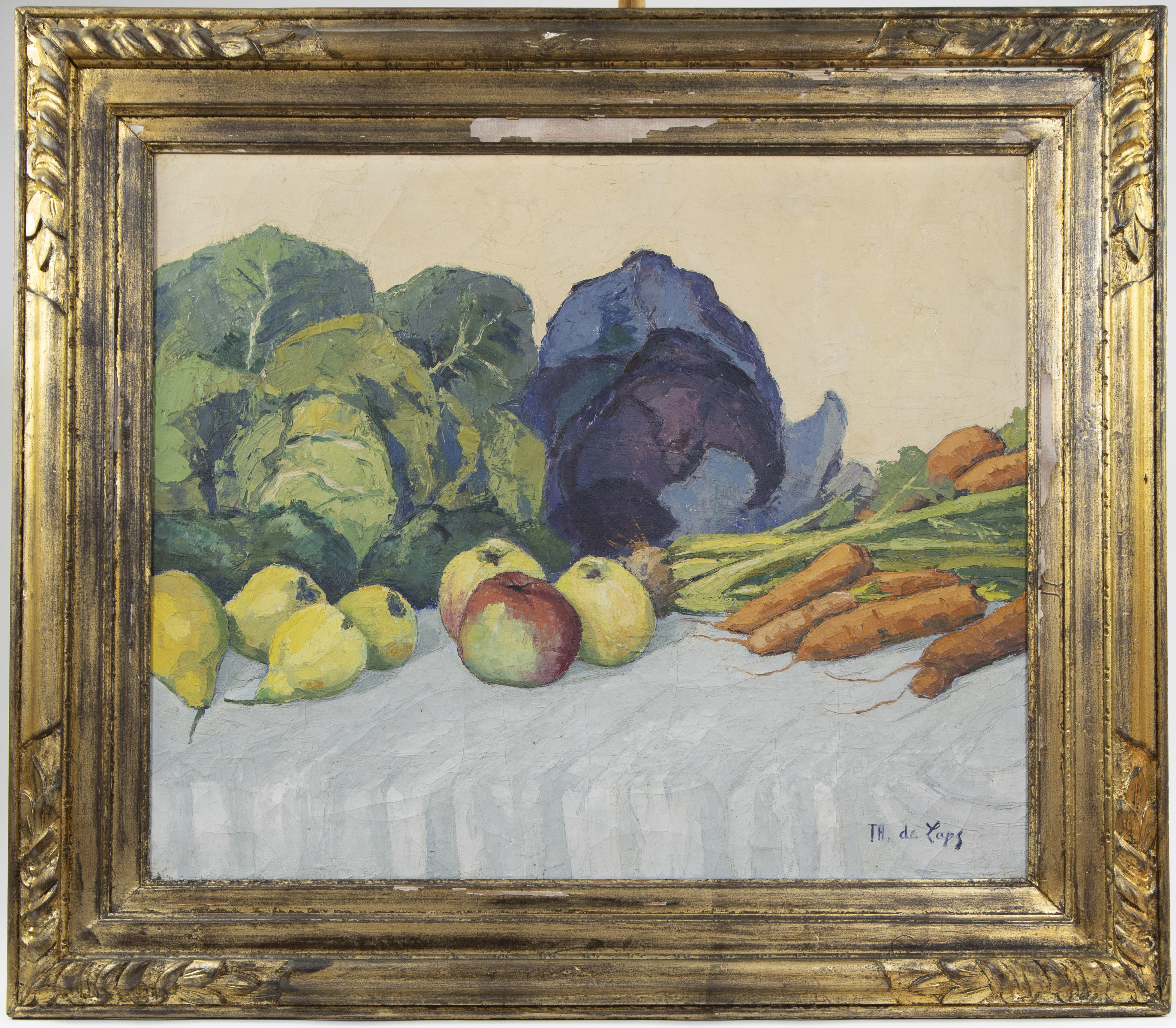 Theo DE LAPS (1895-?), oil on canvas Still life with vegetables and fruit, signed - Image 2 of 4