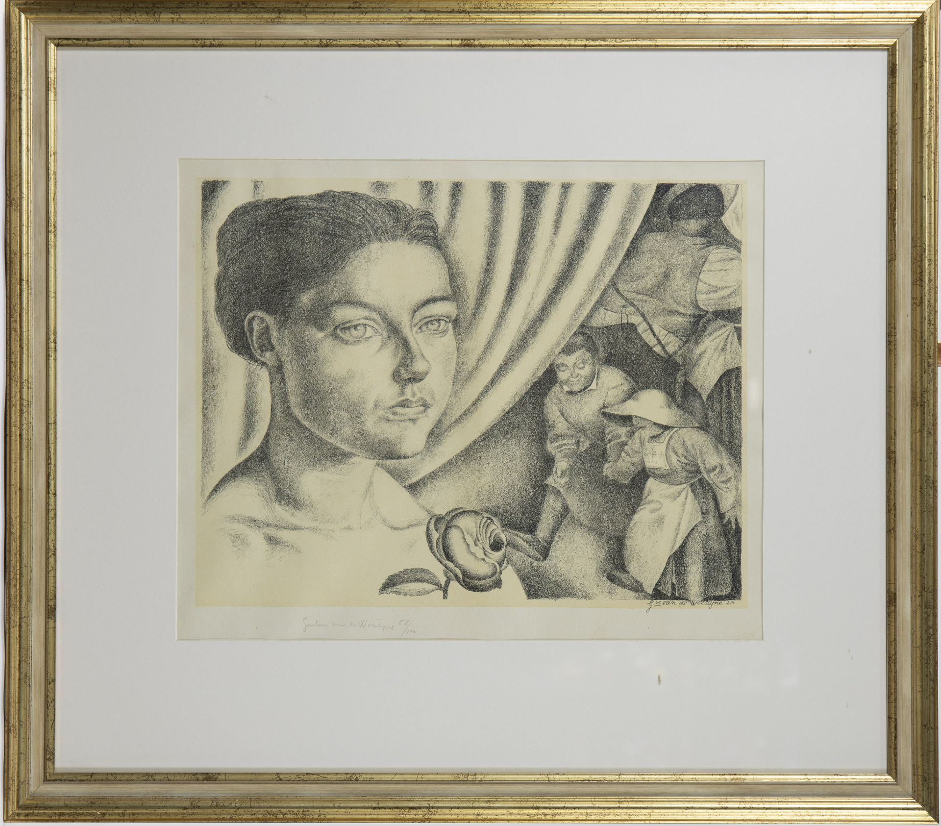 Gustave VAN DE WOESTYNE (1881-1947), lithograph 'Dorpskermis' 1924, numbered 68/100 and signed in pe - Bild 2 aus 4
