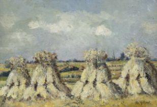 Victor Olivier GILSOUL (1867-1939), oil on panel Haystacks, signed