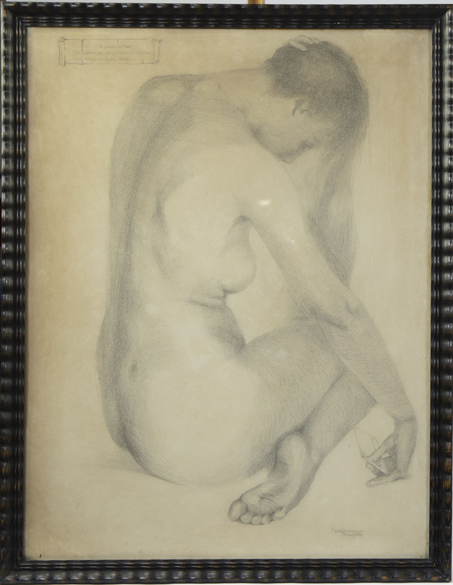 Rosa PAUWAERT (1887-?), pencil drawing Seated nude, signed - Bild 2 aus 3