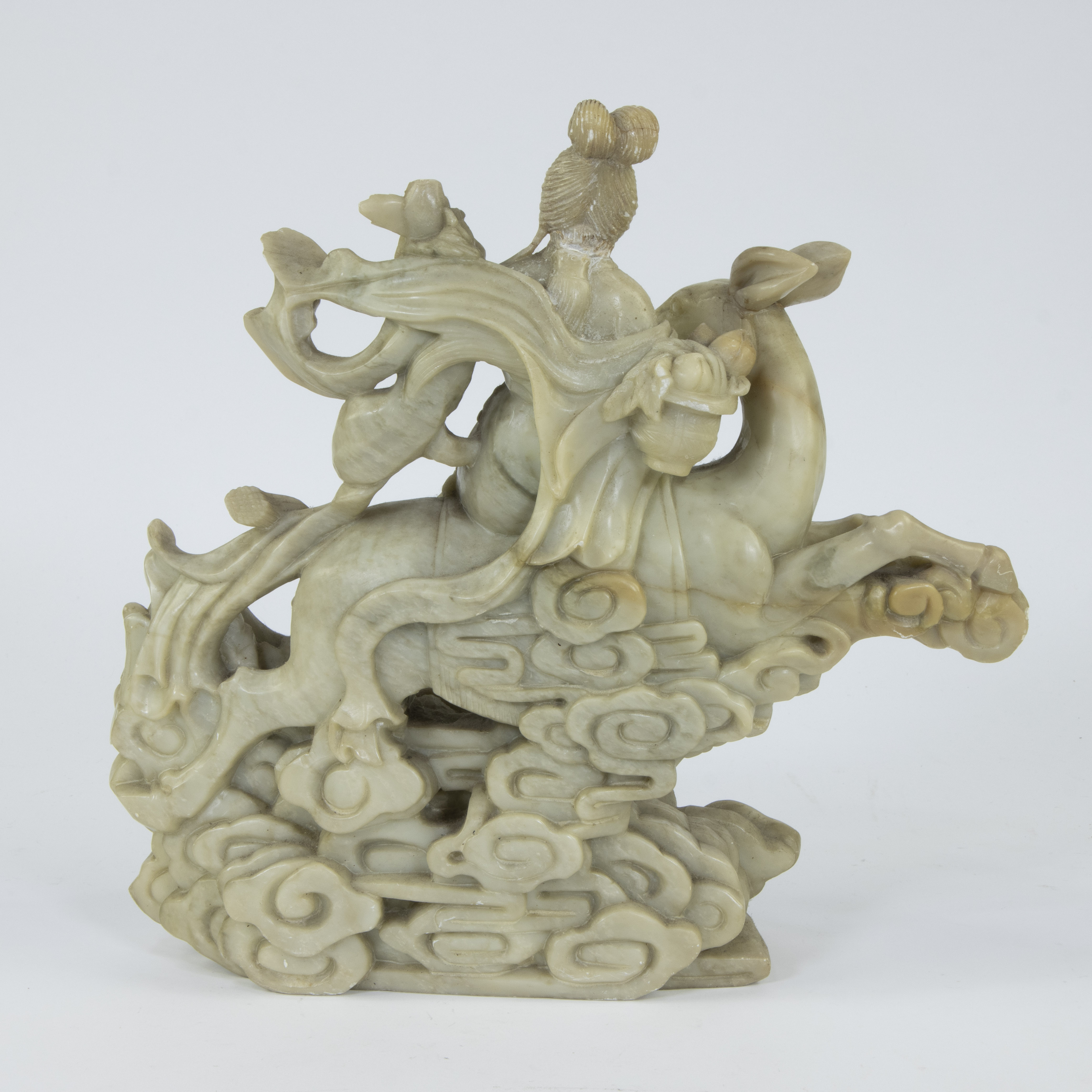 Chinese statue of Guayin on a Chinese water tree in soapstone - Image 3 of 5