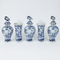 5-piece Delft garniture set, Netherlands, 19th century