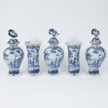 5-piece Delft garniture set, Netherlands, 19th century