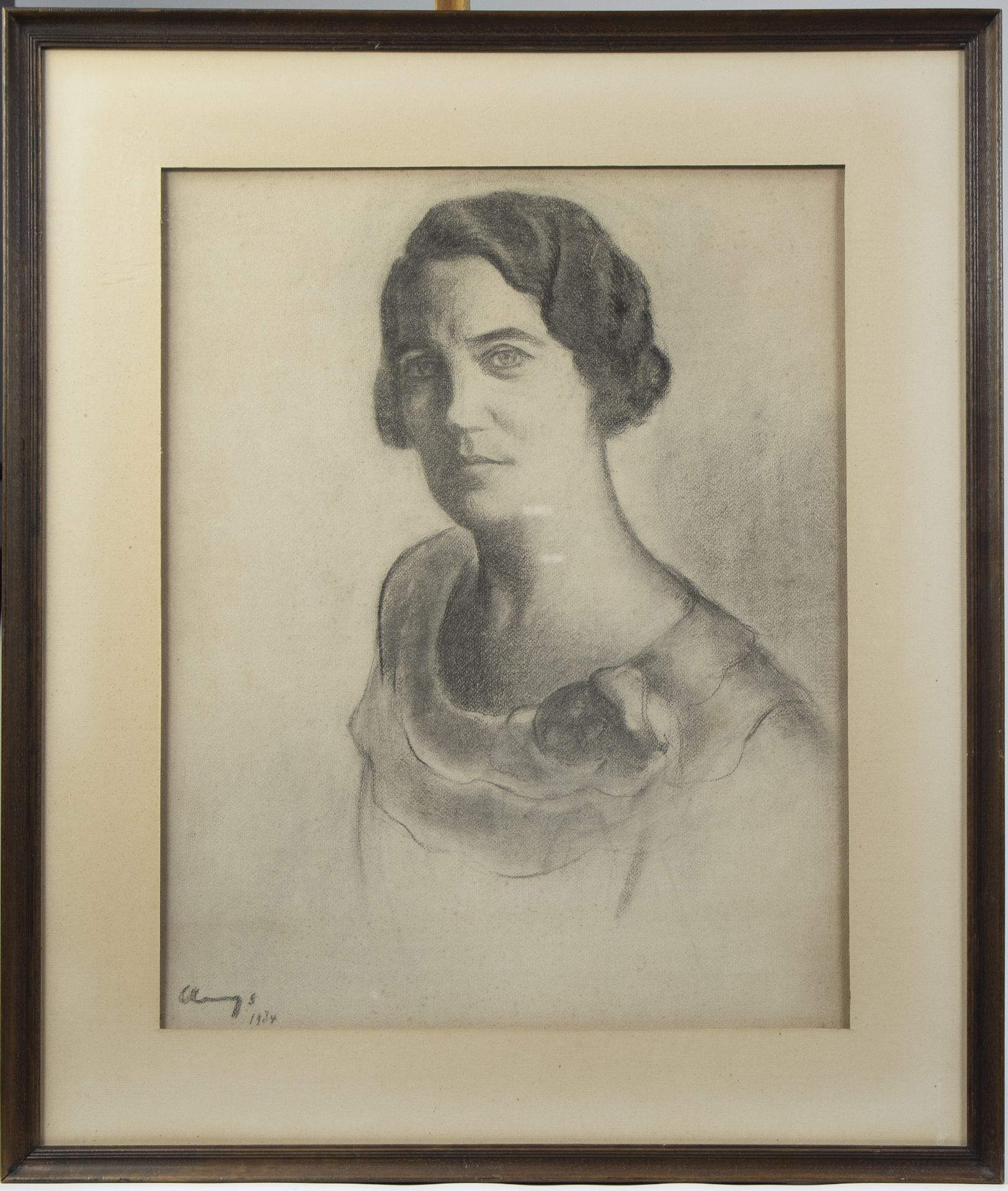 Albert CLAEYS (1889-1967), charcoal drawing (2) portrait of a man and a woman, signed and dated 1933 - Bild 7 aus 8