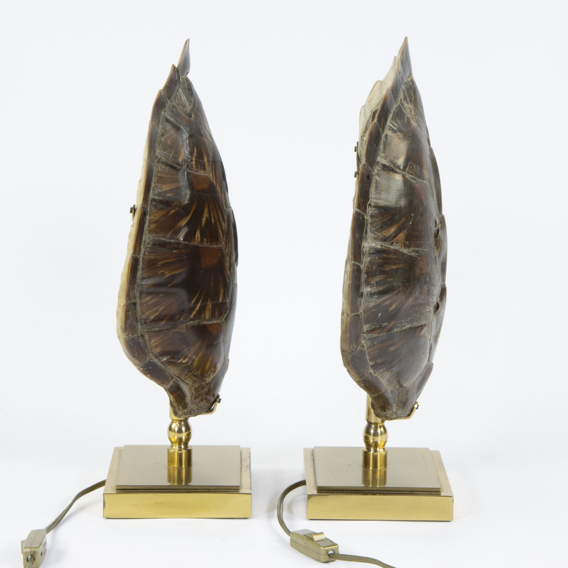 Pair of lampadaires in gilt brass with tortoise shell - Image 4 of 4