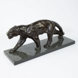 Bronze Art Deco panther on marble base, circa 1930s