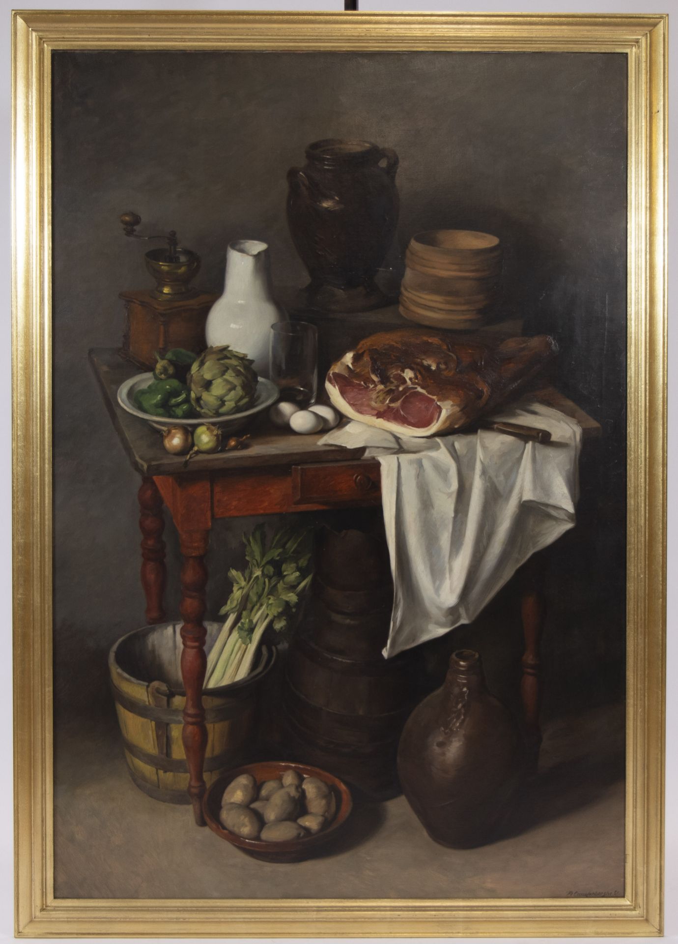 Robert VAN CAUWENBERGHE (1905-1985), oil on canvas Still life with ham, signed and dated '51 - Bild 2 aus 4