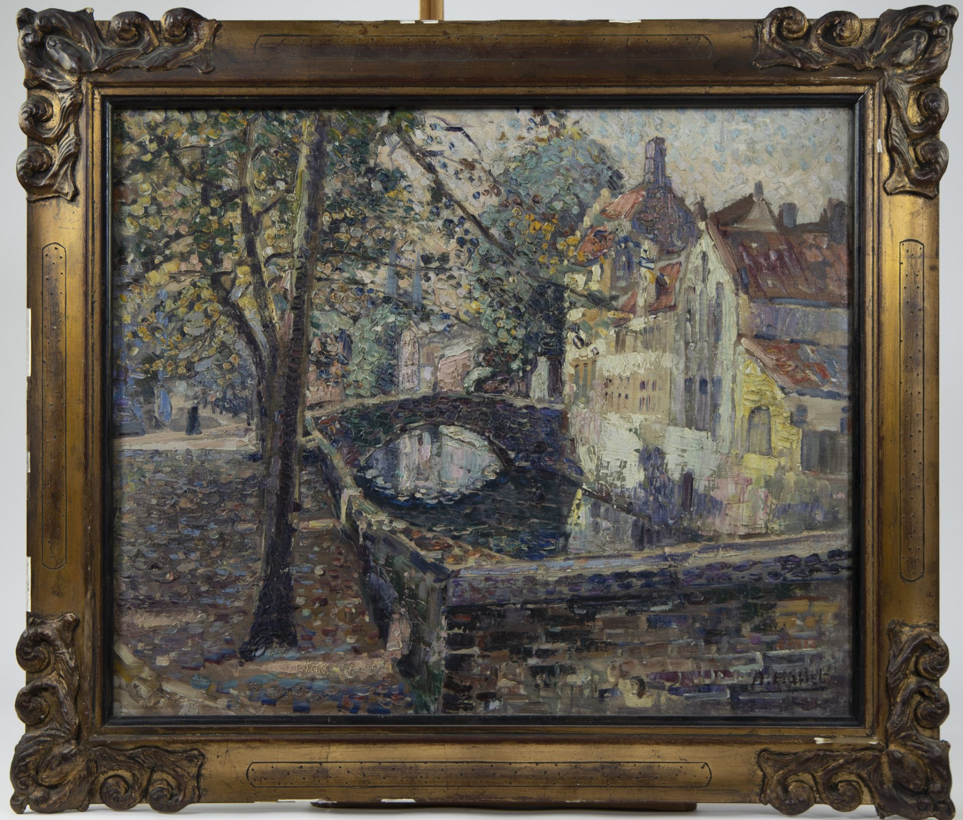 André HALLET (1890-1959), oil on canvas View of Bruges, signed - Image 2 of 4