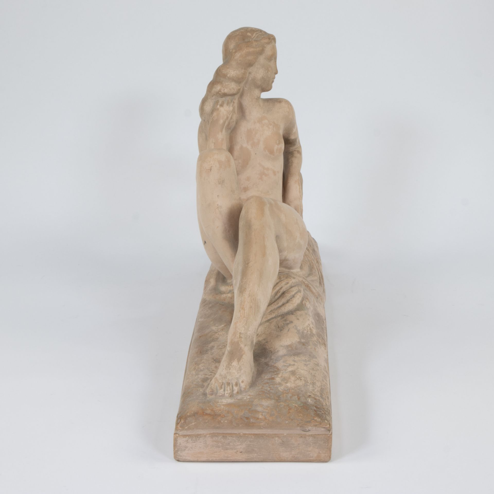 Charles LEMANCEAU (1905-1980), Art Deco sculpture in terracotta of a seated nude, signed - Image 2 of 5