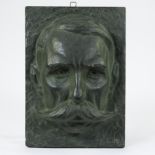 Evariste DE BUCK, patinated plaster relief of Emiel Verhaeren, signed