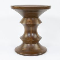 Eames stool in solid walnut, model B 1960, published by Vitra, design by Charles and Ray Eames