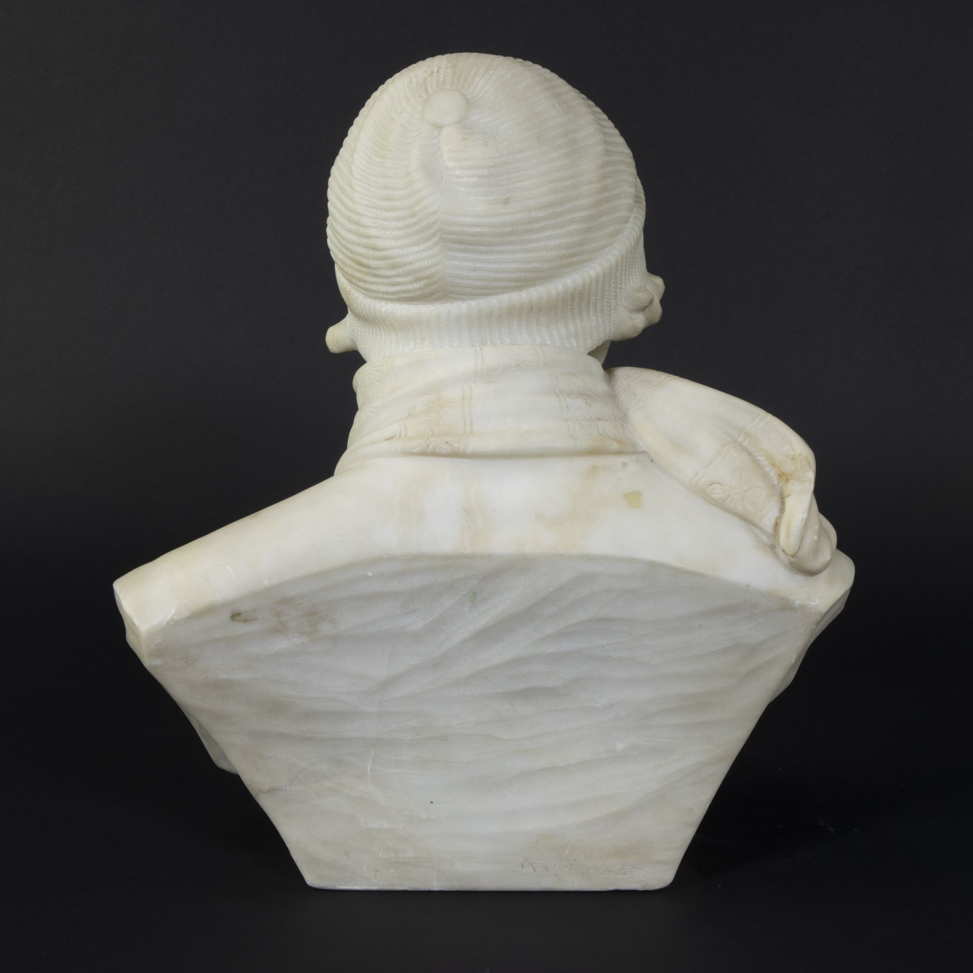 MICHELOTTI (XIX-XX), marble Art Deco bust of a girl, signed - Image 3 of 5