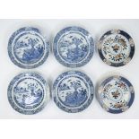 2 Chinese Imari plates and 4 blue and white plates, 18th century