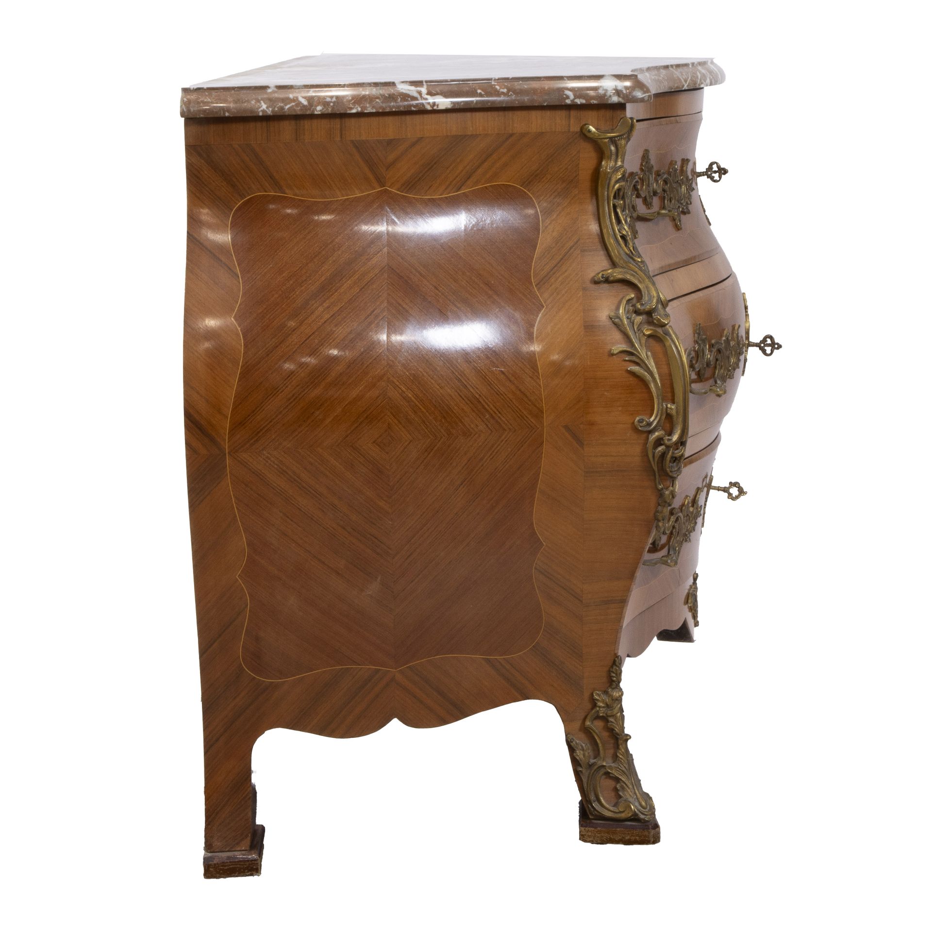 Chest of drawers style Louis XV with marble top and bronze fittings - Image 4 of 5