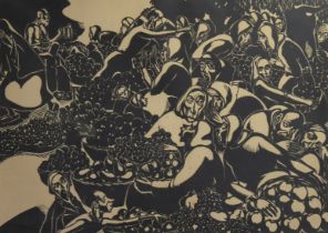 Jan Frans CANTRE (1886-1931), woodcut La comédie humaine, numbered 4/15 and signed