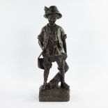 Auguste MOREAU (1834-1917), brown patinated bronze, Young Hunter, signed, posthumous edition
