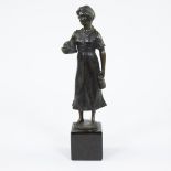 Bronze statue of a milkmaid, signed Hubert