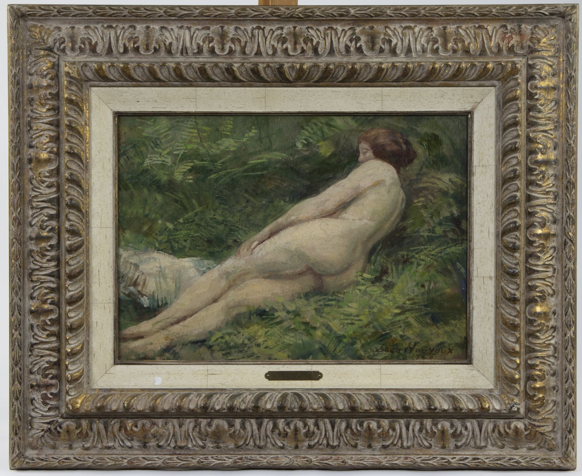 Léon HOUYOUX (1856-1940), oil on panel reclining nude, signed and dated 1926 - Image 2 of 4