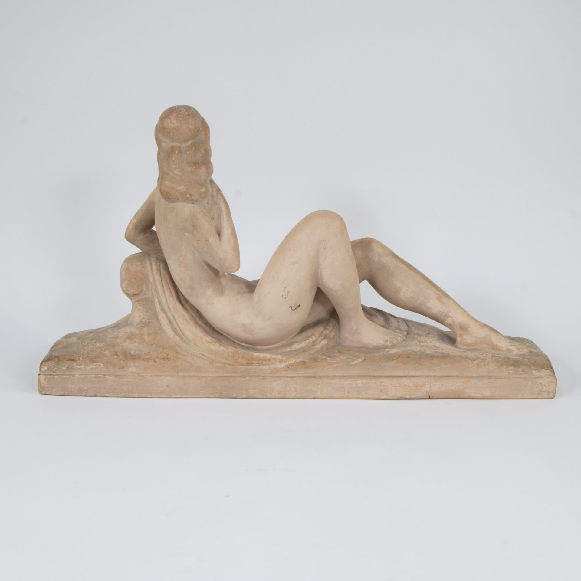 Charles LEMANCEAU (1905-1980), Art Deco sculpture in terracotta of a seated nude, signed - Bild 3 aus 5