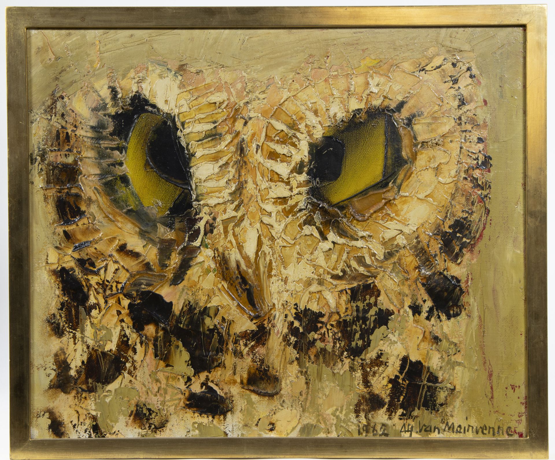 Alfons VAN MEIRVENNE (1932), oil on canvas Owl, signed and dated 1962 - Image 2 of 4