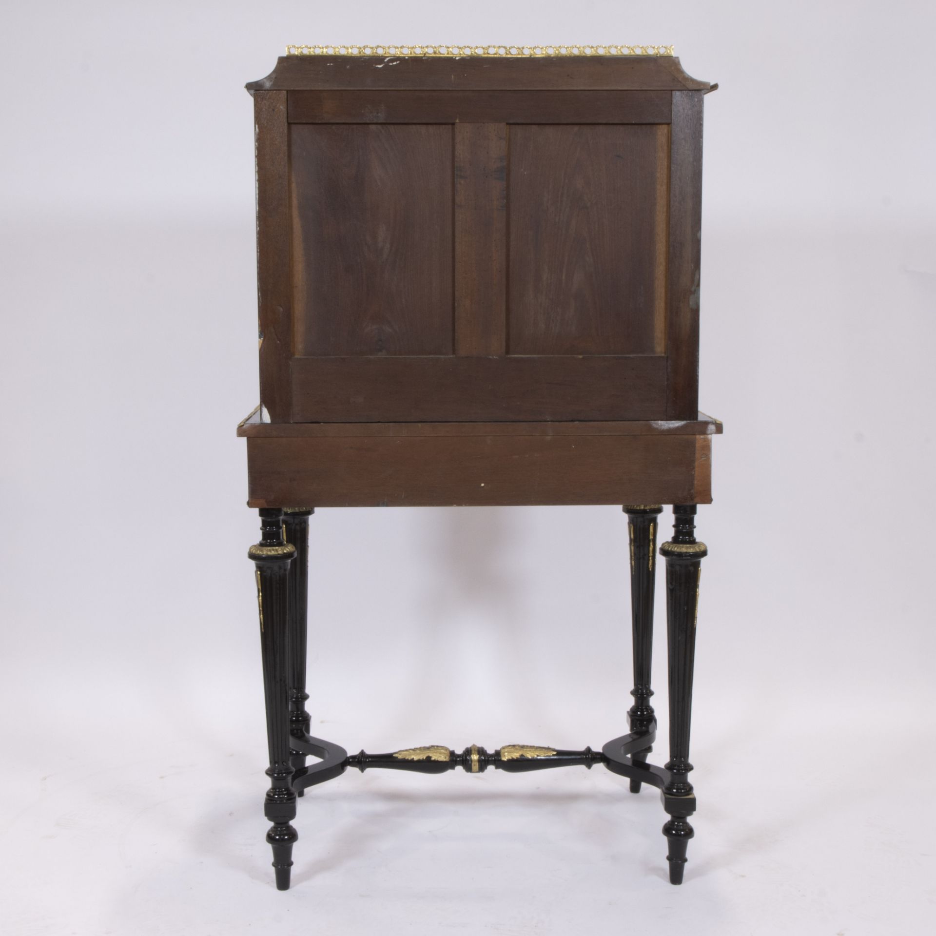 Black lacquered furniture Napoleon III Bonheur du Jour with gilt bronze fittings - Image 3 of 5