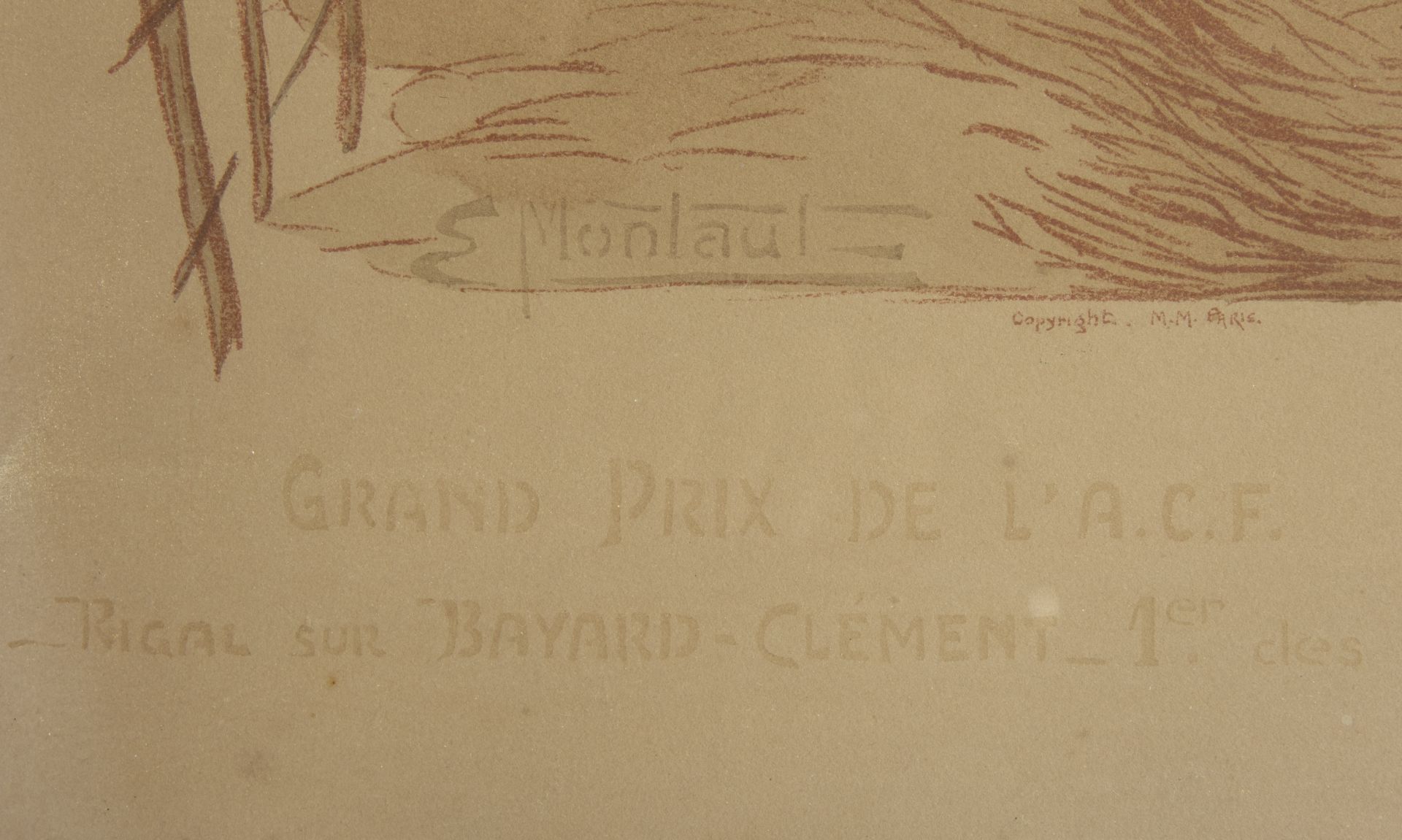 Ernest MONTAUT (1879-?), lithograph Grand Prix de L'ACF, Rigal sur Bayard Clément, signed - Bild 3 aus 3