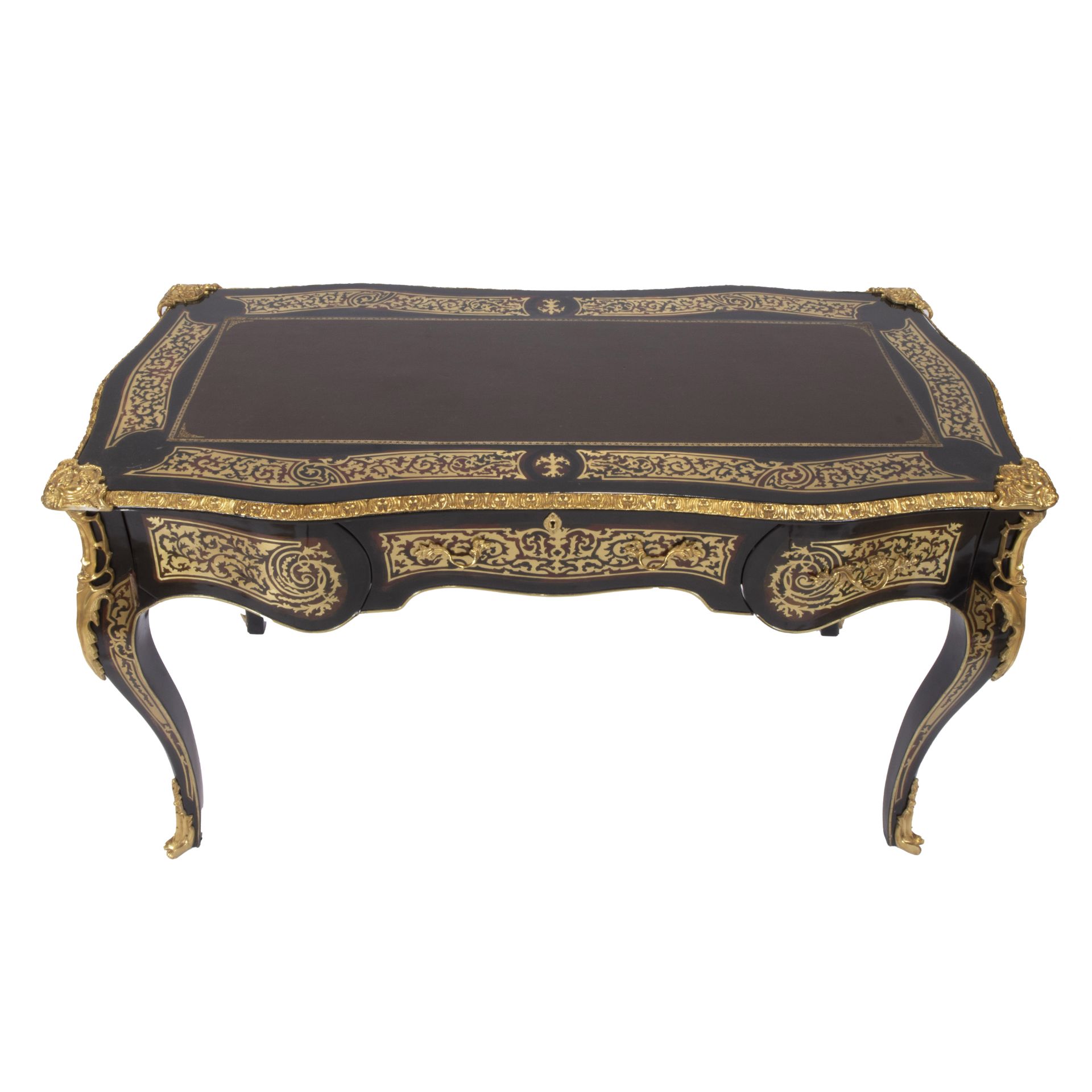 A fine Louis XV style lacquered bureau plat, decorated with gilt bronze mounts - Bild 2 aus 2