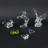 Val Saint Lambert collection of crystal animals in clear and coloured crystal