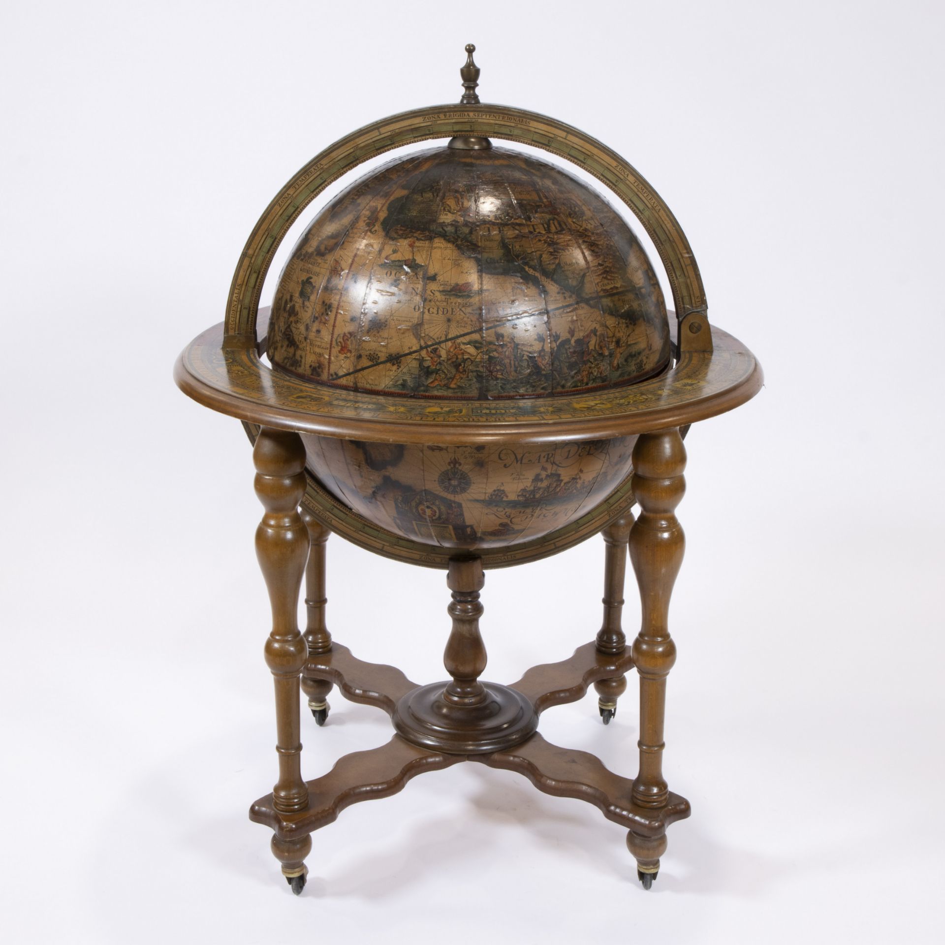 Globe in wood with bar, 1950s