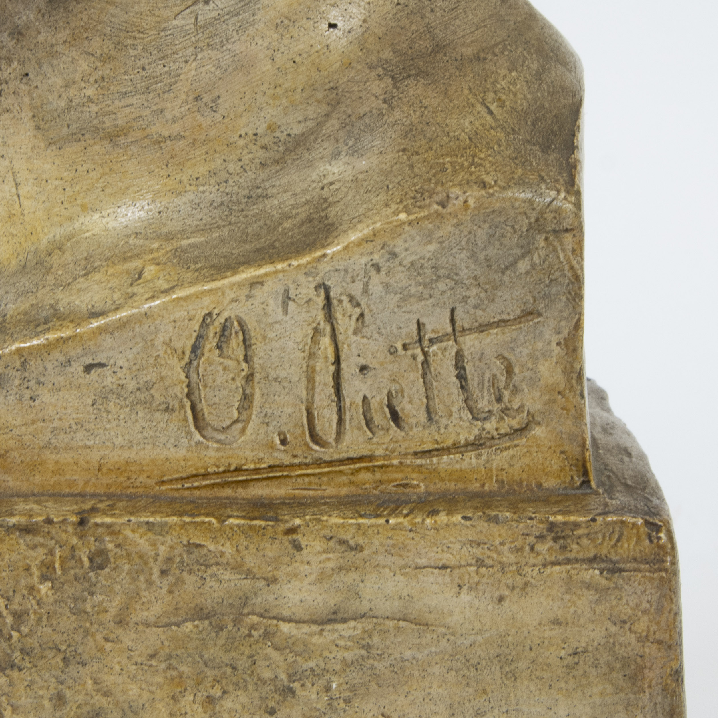 Olivier PIETTE (1885-1948), patinated plaster sculpture of a boy's head, signed - Image 5 of 5