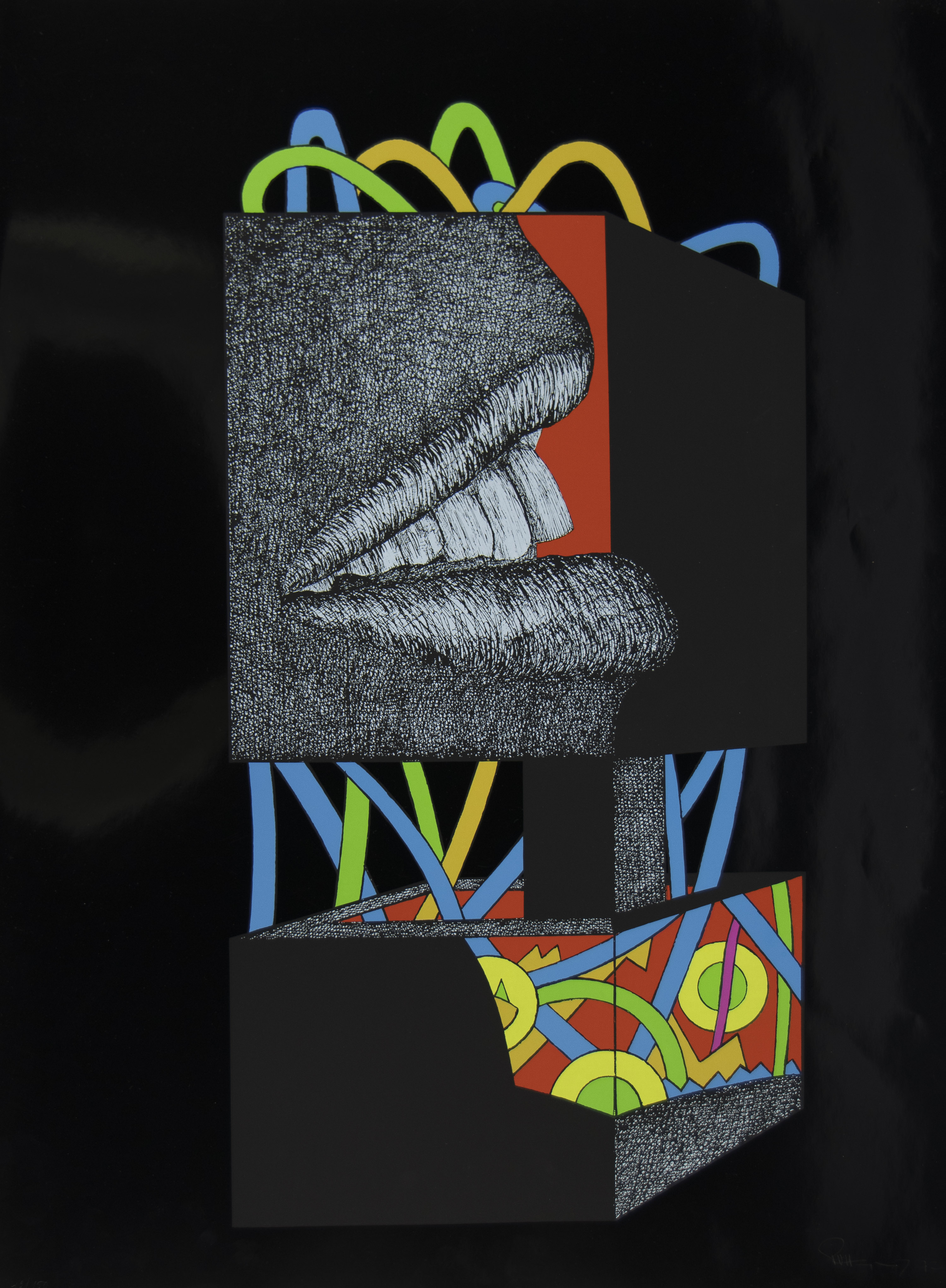 Paul VAN HOEYDONCK (1925), folder Black Boxes, 5 silkscreens including 3 with collage on black Chrom - Bild 2 aus 9