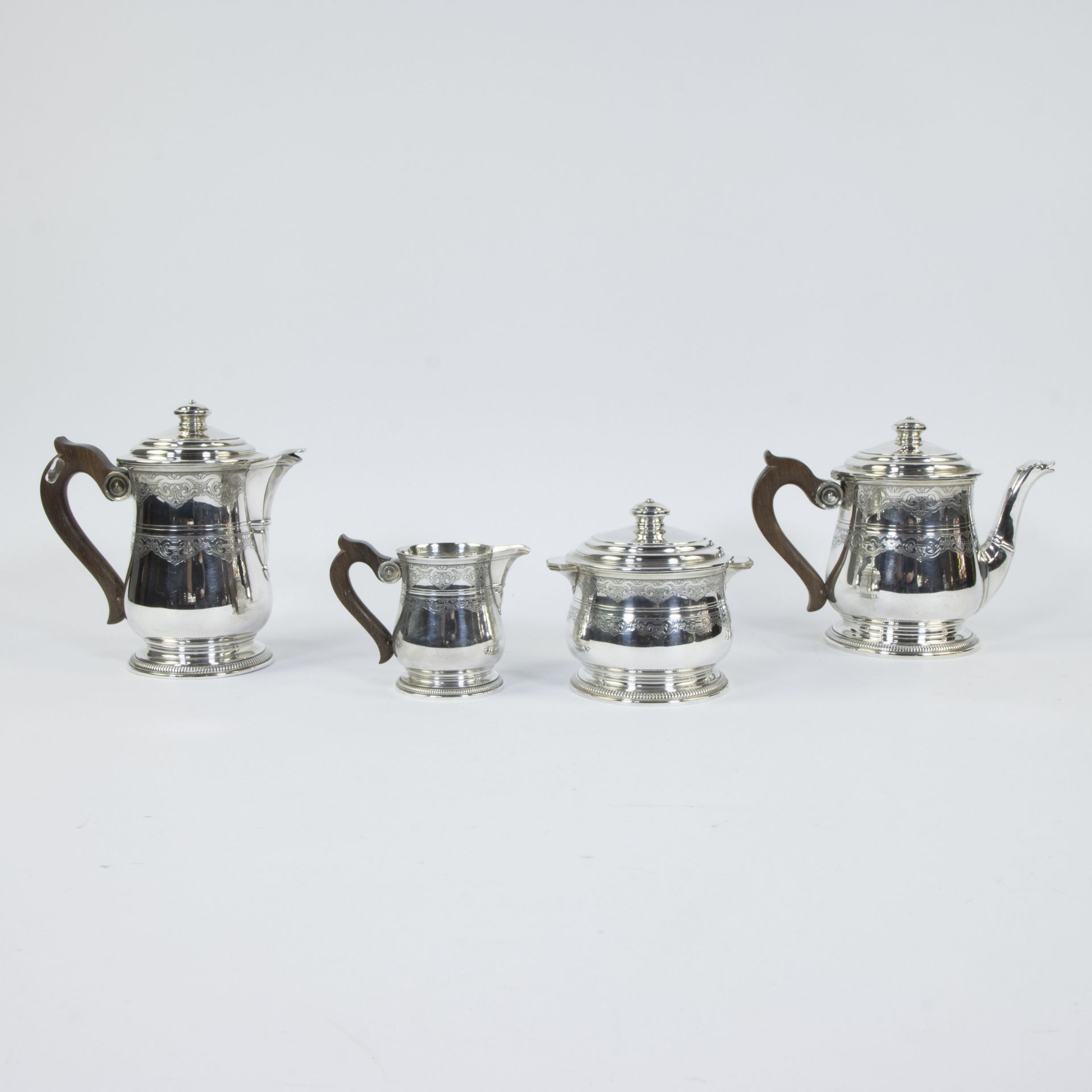 English silver coffee and tea set, weight 1930 grams - Image 3 of 4