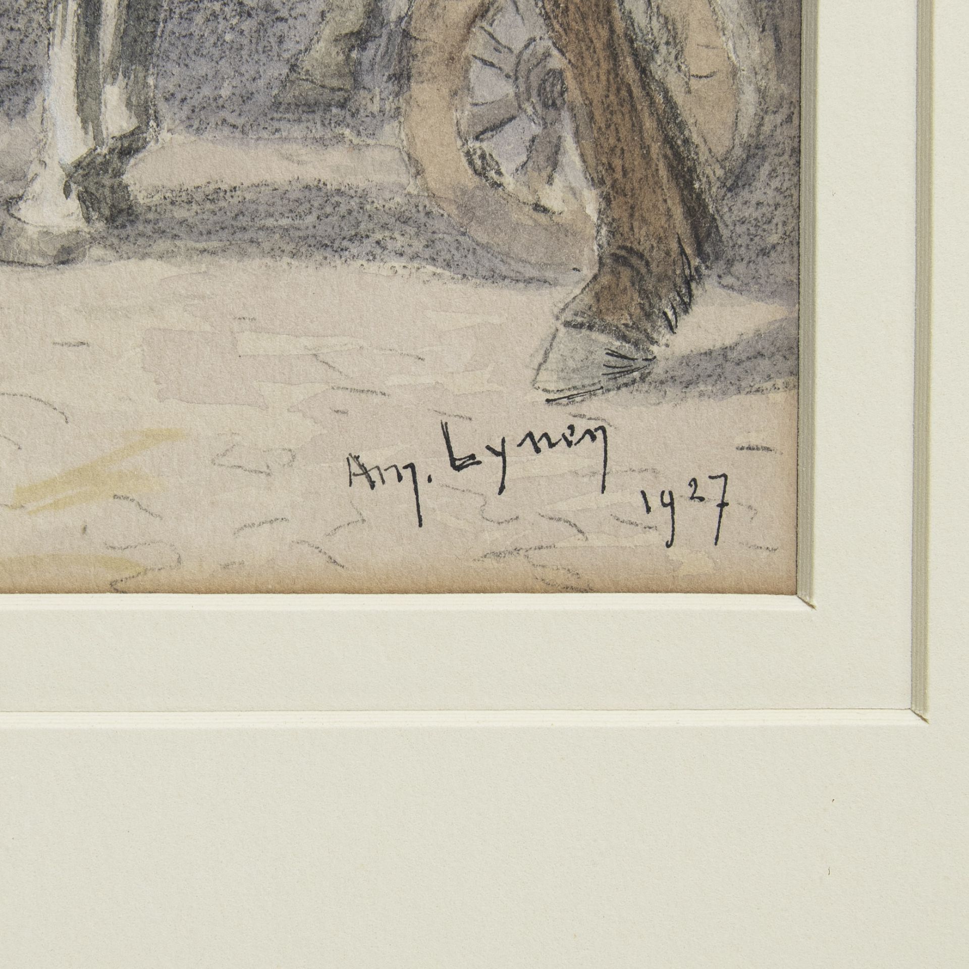 Amédée Ernest LYNEN (1852-1938), mixed media Place Saint-Catherine, signed and dated 1927 - Image 3 of 3