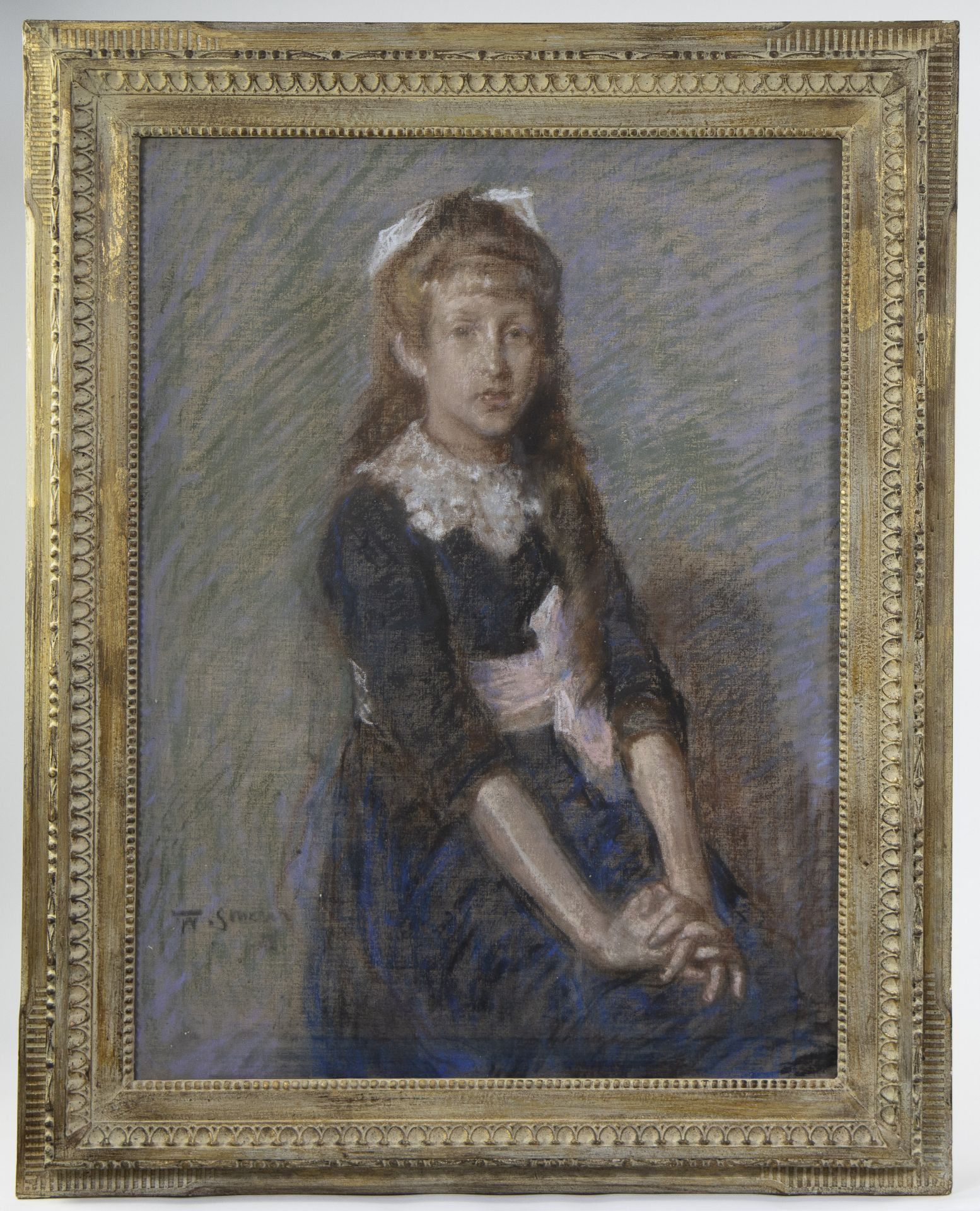 Frans SMEERS (1873-1960), pastel Portret young girl, signed - Bild 2 aus 4