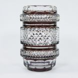 Val Saint Lambert clear and plum brown cut crystal vase design Joseph Simon, 1950s